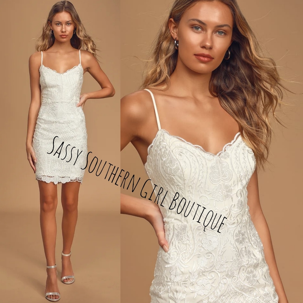 🆕⭐ Lulu's ivory white lace cocktail dress
